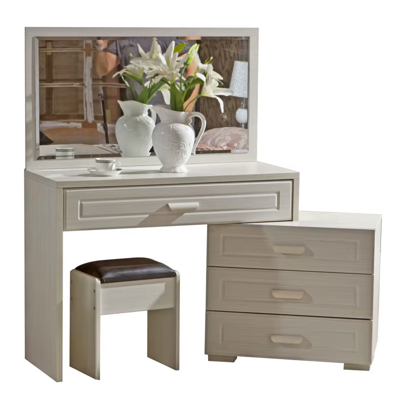 White Wooden Bedroom Makeup Dresser Table — image 2