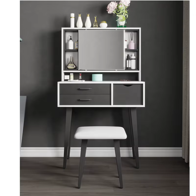 Modern Wooden Bedroom Mirror Side White — image 2