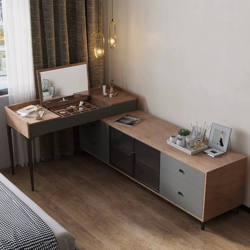 Mdf Board Dresser Bedroom Tempered Glass — image 3