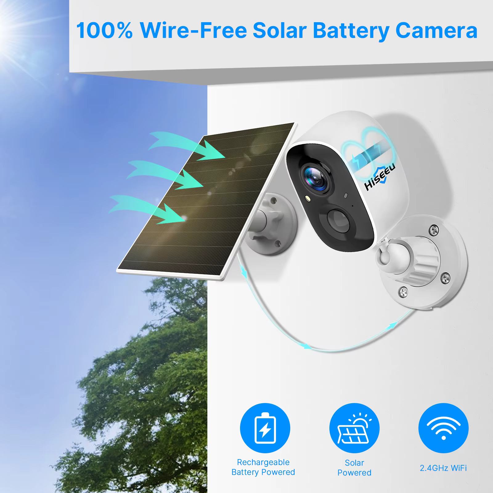Hiseeu Wifi Solar Surveillance Camera Rechargeable — image 2
