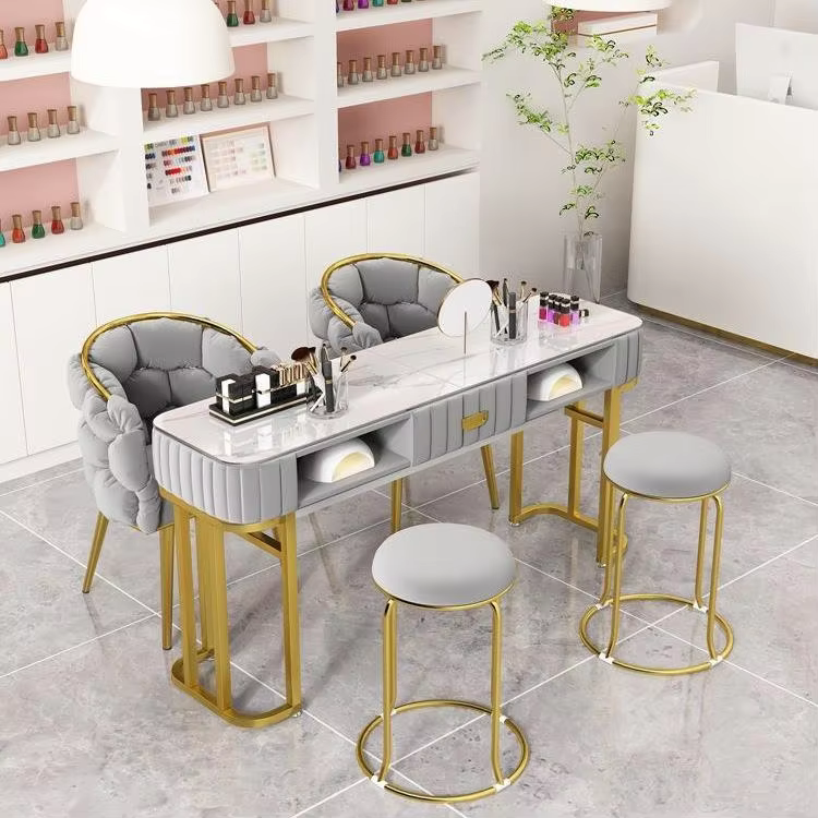 Light Luxury Modern Stainless Steel Nail Table — image 3