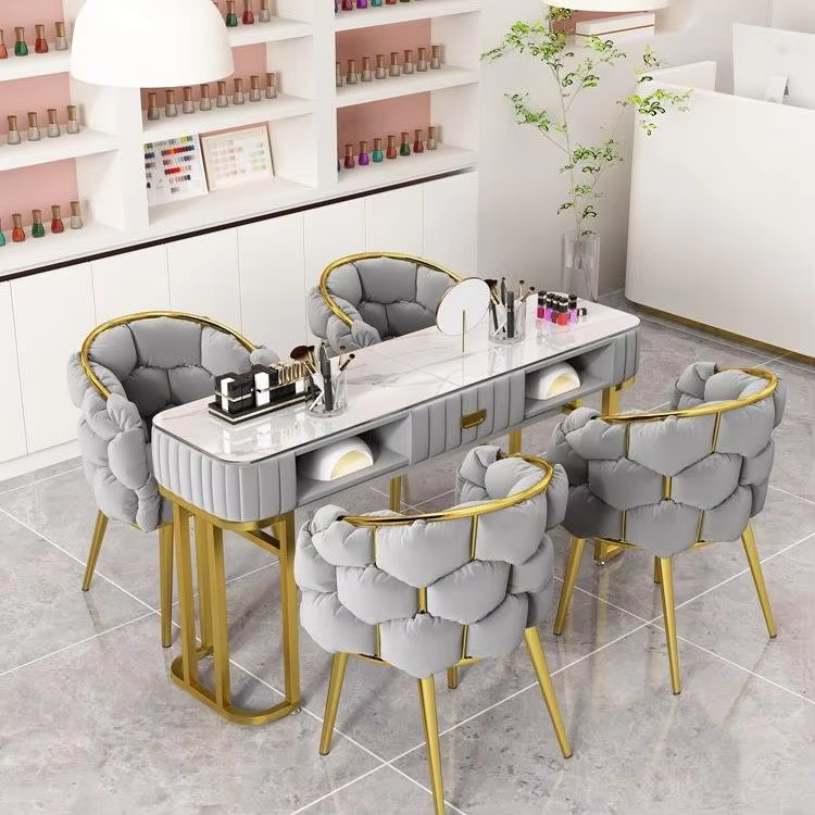 Light Luxury Modern Stainless Steel Nail Table — image 4