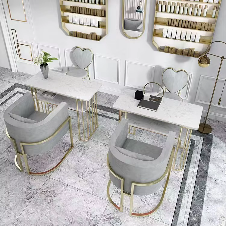 Nordic Double Marble Manicure Table Set — image 2