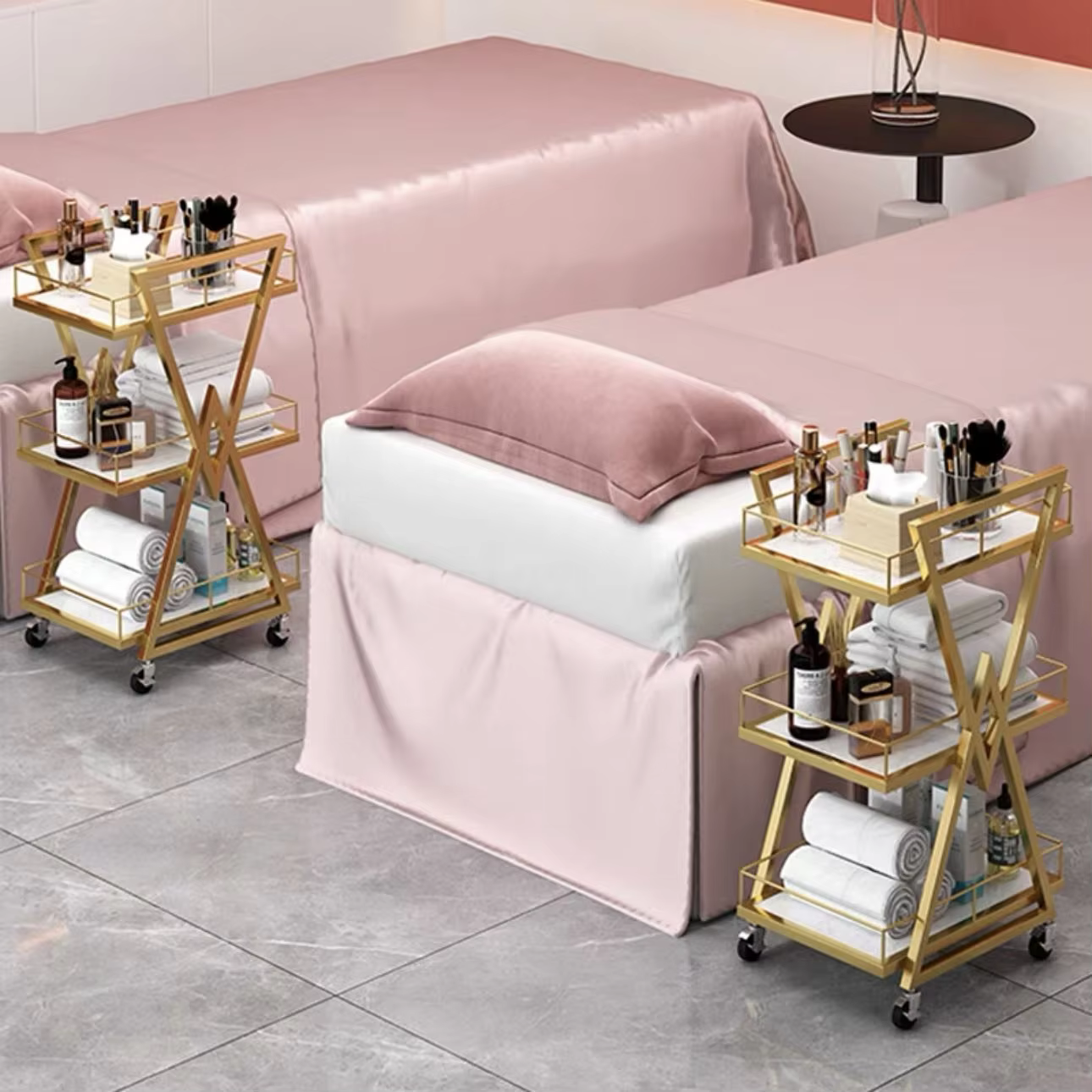 Stainless Steel Frame Rolling Barber Cart — image 3