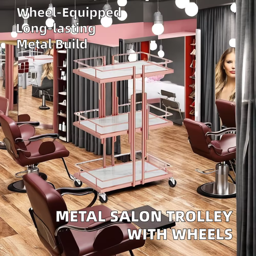 Modern Durable Stainless Steel 4-Wheel Salon Trolley — image 3
