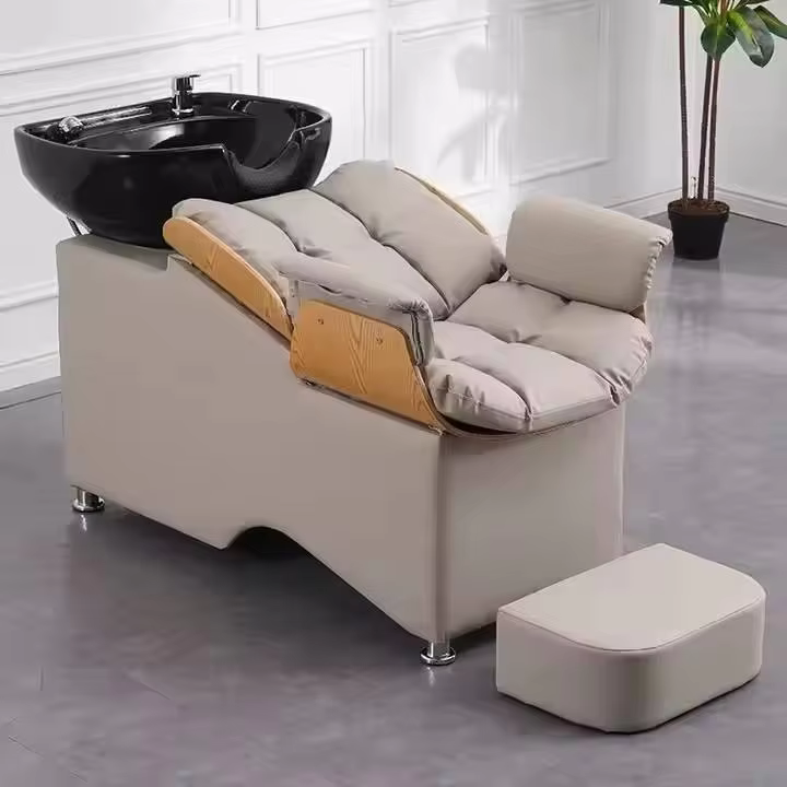 Modern Metal Shampoo Chair with Ceramic Basin — image 6