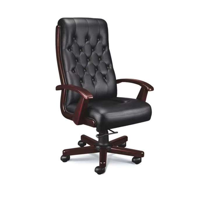 Swivel Brown Leather Executive Office Chair — image 4