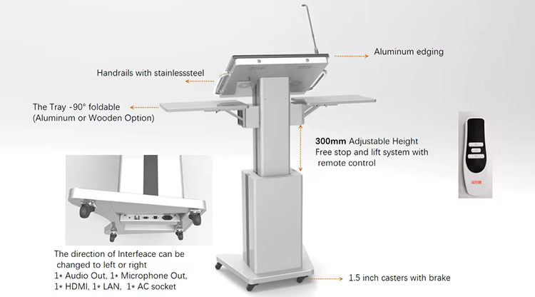 Best Multi-media Table 21.5" Touch Screen E podium LED Smart Digital Podium Kiosk Mic Computer for Conference — image 3