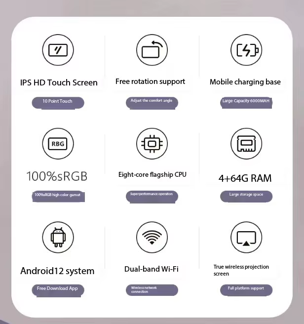 Portable Home TV with Lithium battery 4-Hours Player 21.5inches Android Capacitive Touch Screen Monitor Display  — image 5