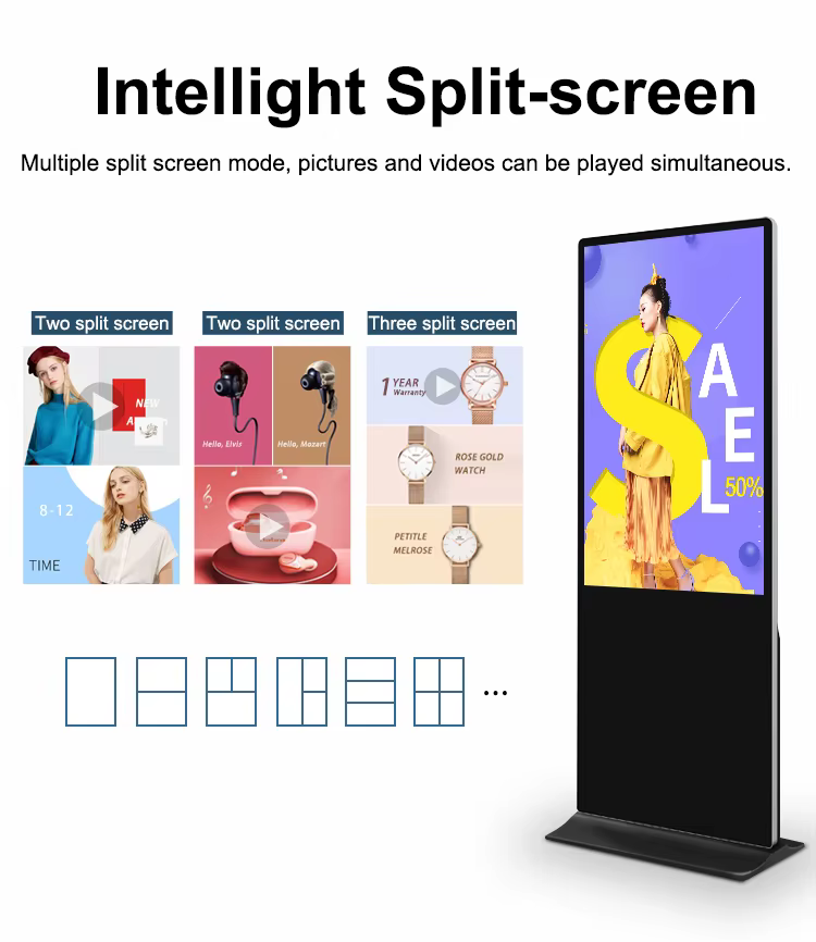 65 Inches 4K UHD Digital Signage Touch 32 Indoor 43 55 Inch Lcd Advertising Display Stand For Restaurant AD Equipment — image 2