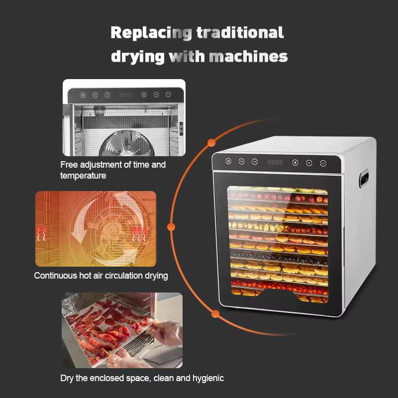 OEM Factory Supply Fashion Design 12 Trays Stainless Steel Electric Digital Control Food Dehydrator Home — image 2