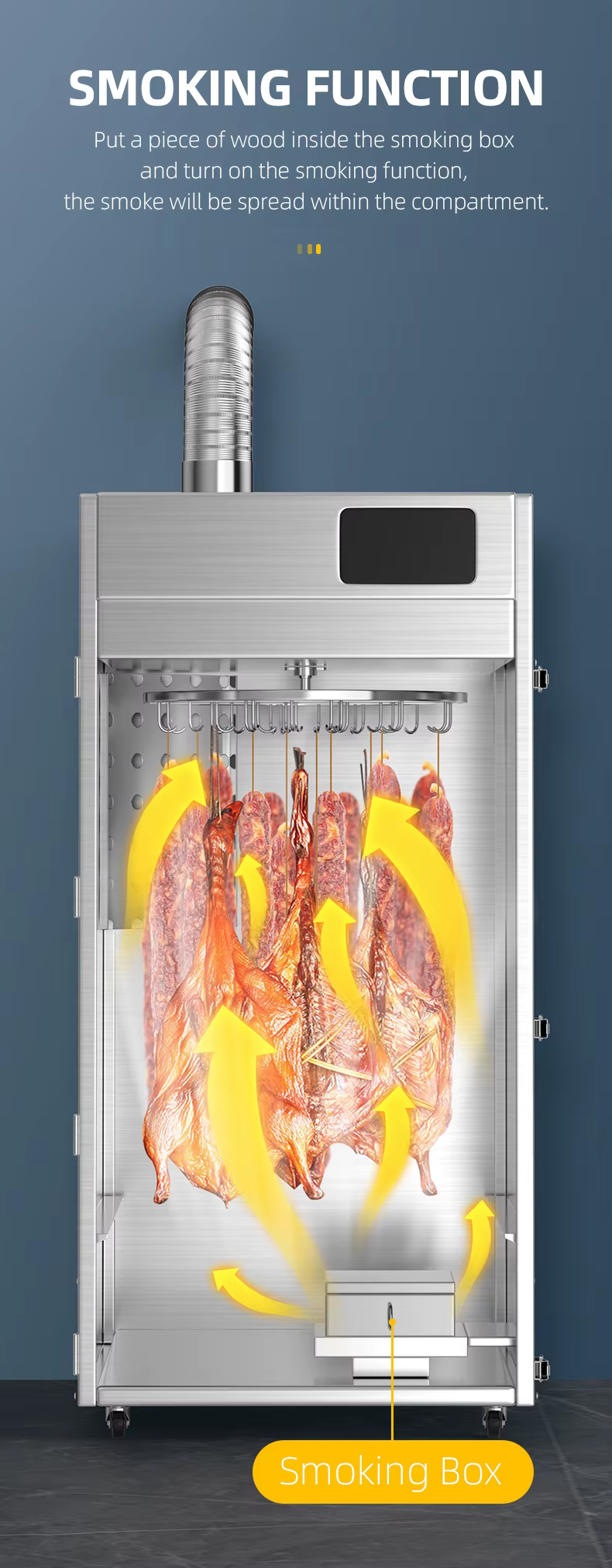 Smoking Function Large Capacity Rotating Preserved Sausages Biltongs Electric Processor Dryer Dehydrator — image 5