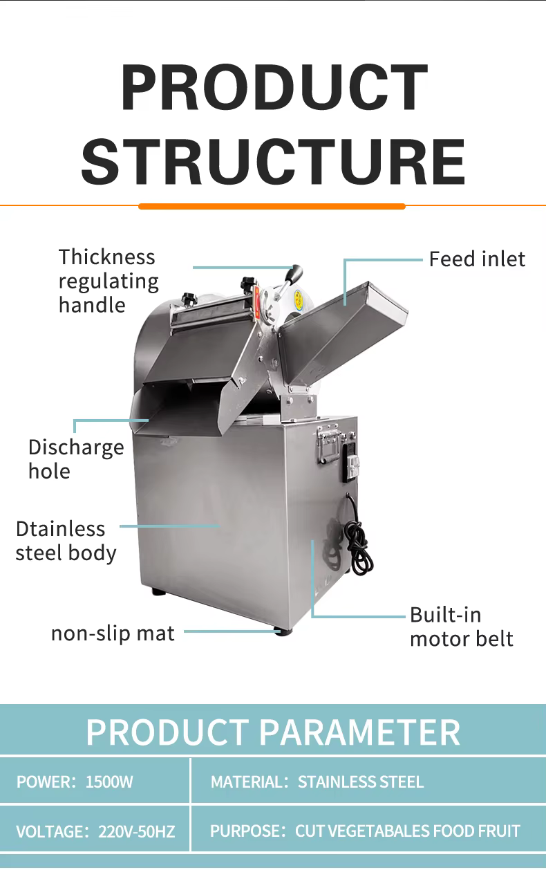 Commercial Industrial Electric Vegetable Slicer Cutting Machine Fruits Adjustable Thickness Food Slicer Machine — image 5