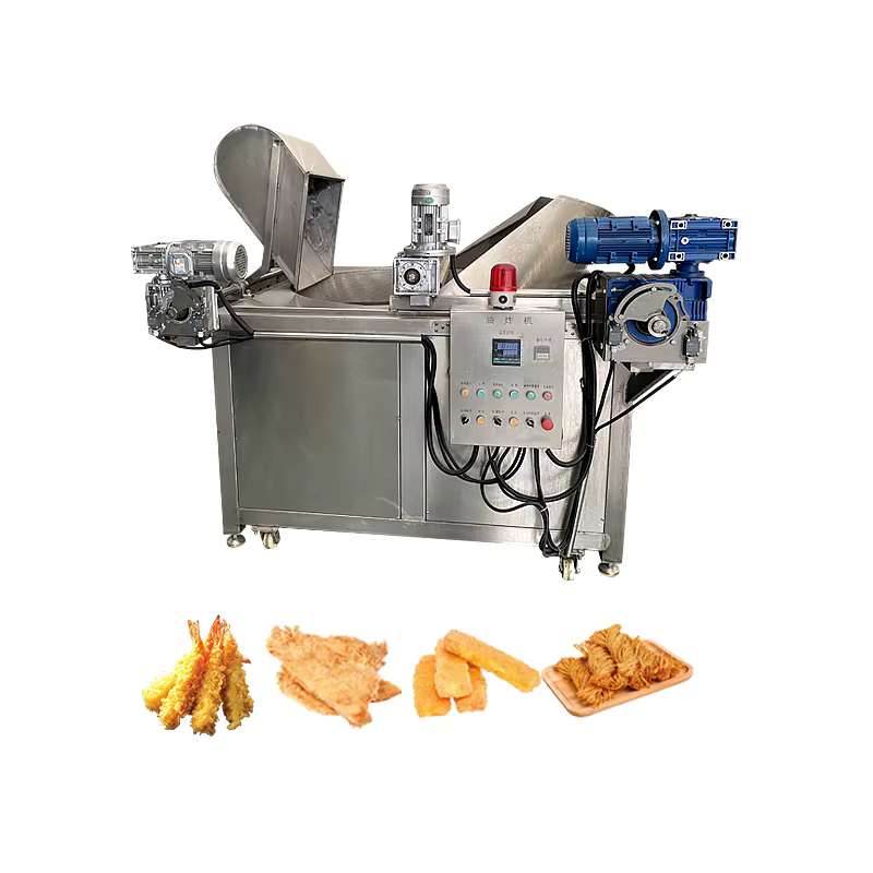 Hot Sale Batch Fryer Snack Food Pellet Cheetos Churros Doritos Chin Chin Automatic Stir Fryer Machine — image 6