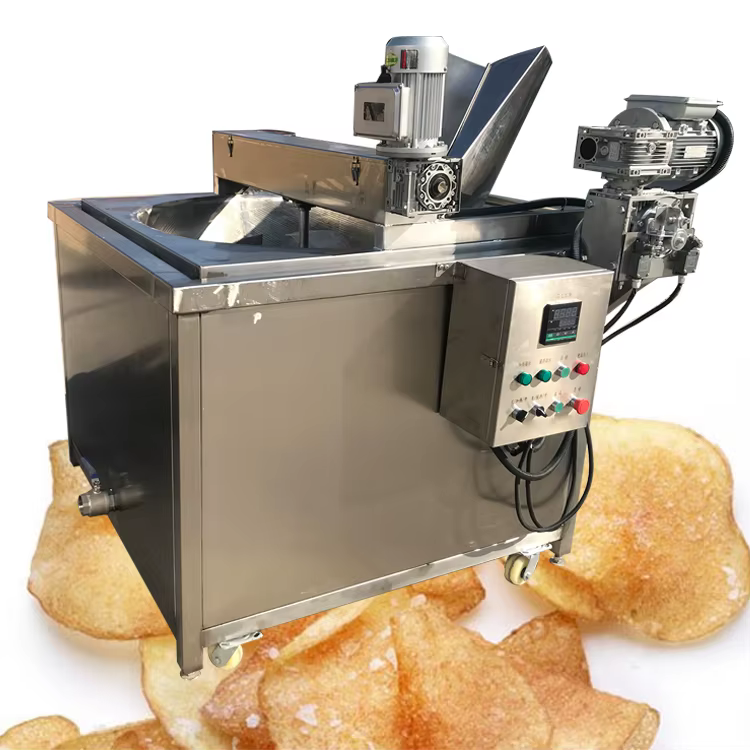 Fast Delivery Automatic Discharge Electric Heated Potao Chips Batch Fryer Machine — image 2