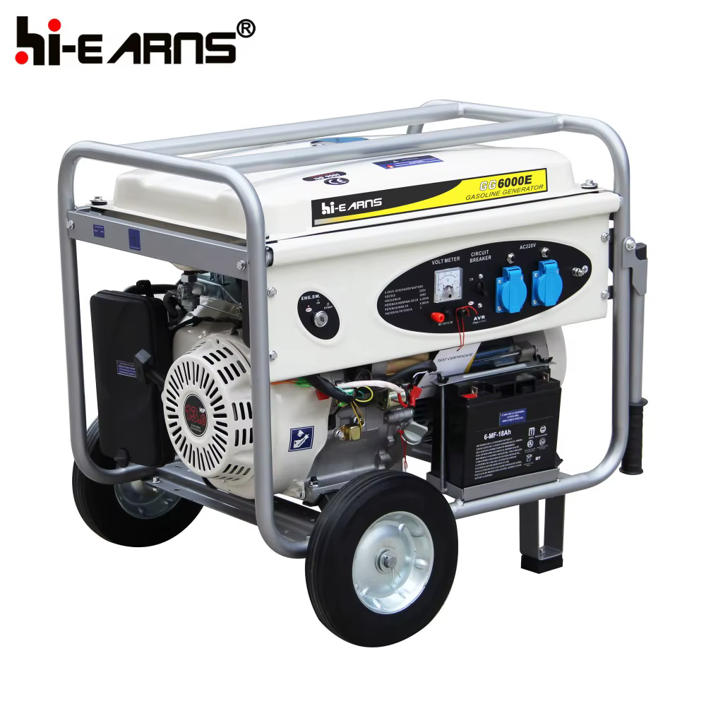 5KVA air Cooled Single Cylinder Gasoline Electric Generator with 10inch Bigger Wheel and Handles — image 3