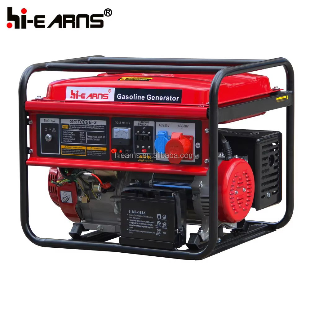 GG7000E3 6KW 380V 400V Three Phase  Open Type 190 Gasoline Engine Generator — image 2
