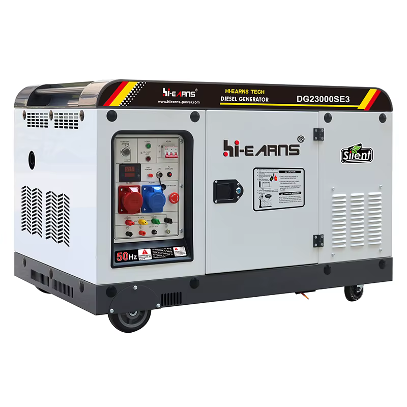 Hiearns DG23000SE3 16-18KW  Diesel Generator, Equipped with a 2V98 Twin-cylinder Diesel Engine and Wheels, Suitable for Home Use — image 2