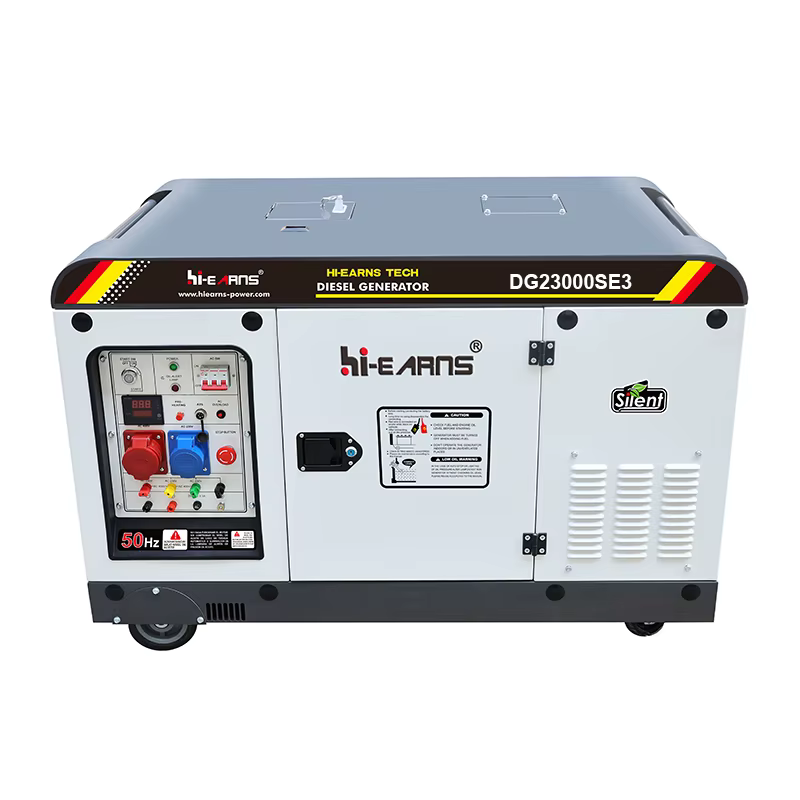 Hiearns DG23000SE3 16-18KW  Diesel Generator, Equipped with a 2V98 Twin-cylinder Diesel Engine and Wheels, Suitable for Home Use — image 4