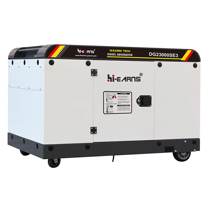 Hiearns DG23000SE3 16-18KW  Diesel Generator, Equipped with a 2V98 Twin-cylinder Diesel Engine and Wheels, Suitable for Home Use — image 6