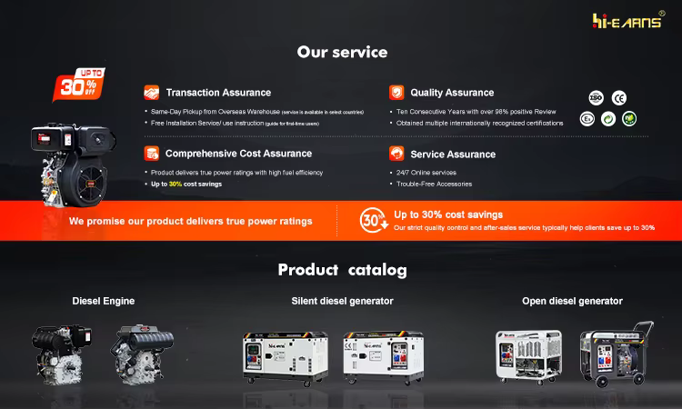 Hiearns 6kw 50Hz Frequency 220V Output Open-Frame DG8000E Diesel Generator  for Home Single Phase Silent Type — image 6