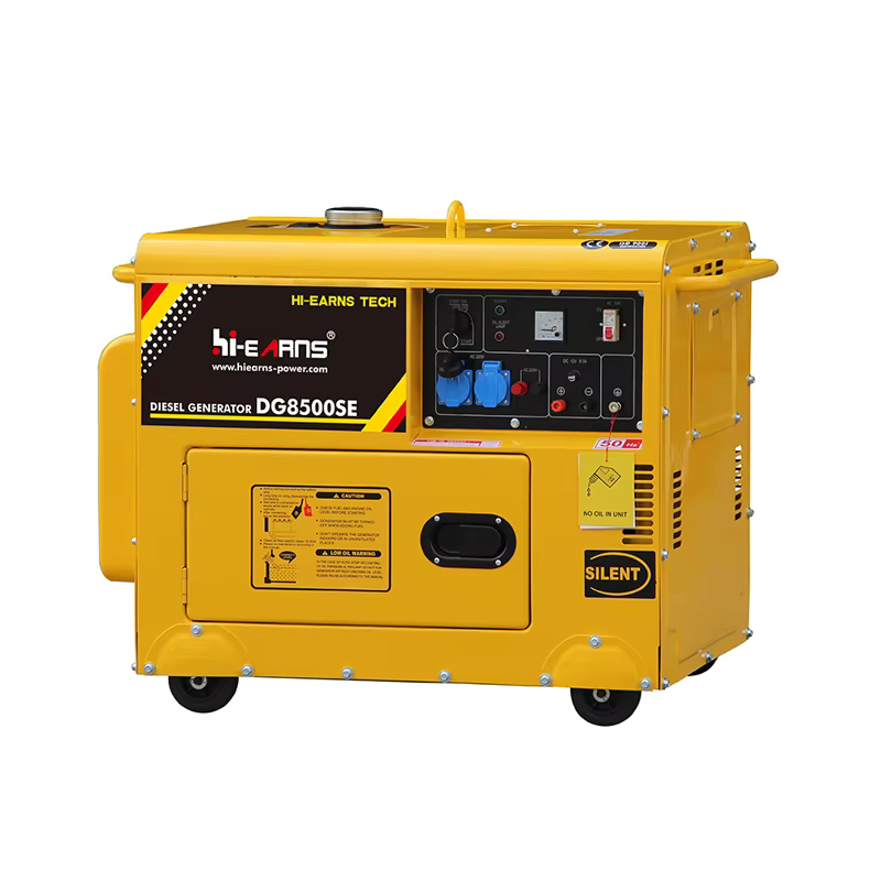 Brand New 6.5KW Single Phase DG8500SE Diesel Generator with Golden Yellow Housing & Lifting Ring Euro Plug — image 2