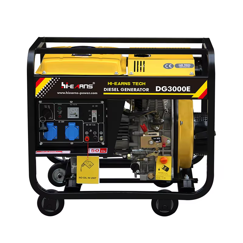Hiearns DG3000E Open Frame diesel Generator Single Phase 50Hz Frequency with European Plug Four Small Wheels — image 2
