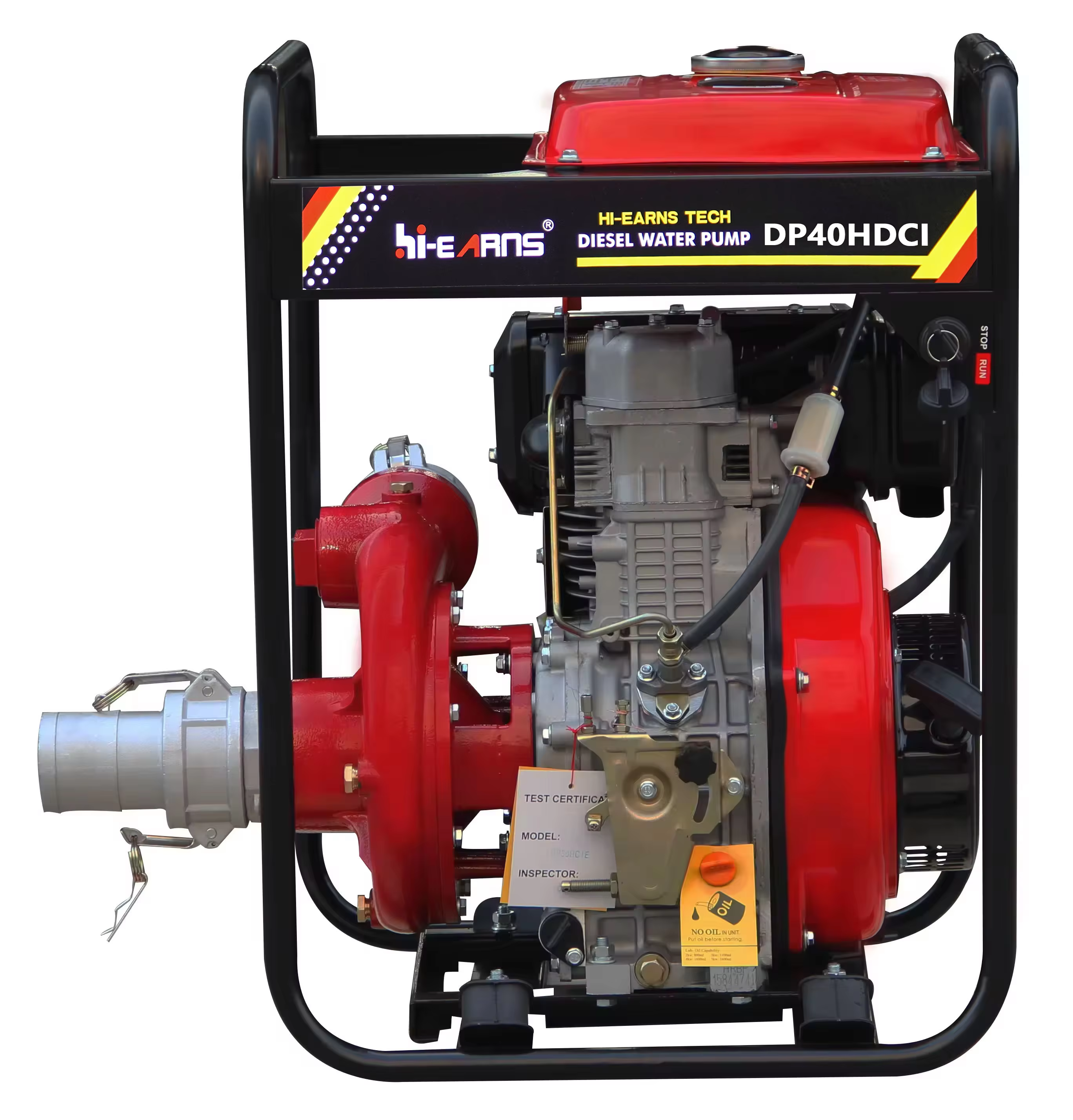 Hiearns DP40HCI 100mm 4 Inch Cast Iron High Pressure diesel Pump HR195FD Single Cylinder diesel Engine — image 4