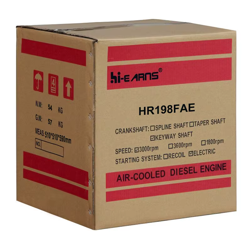 9kW 10HP Air-Cooled Single Cylinder Hiearns HR198F Keyway Shaft Diesel Engine Recoil Start Easy to Operate EURO 5 — image 4