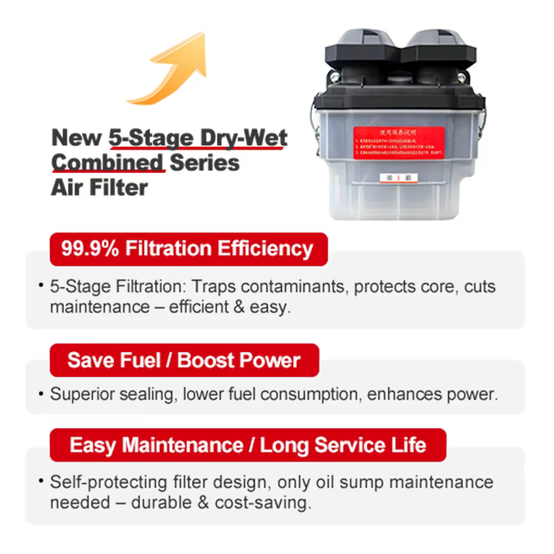9HP Hiearns HR188FA 7KW Single Section Oil Filter Easy Operate Spline Shaft Air-Cooled Single Cylinder Motor Euro 5 Emission — image 2