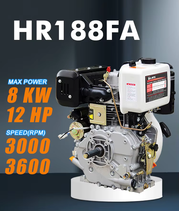 Hiearns Air-cooled diesel Engine HR188FA 8KW 12HP 300rpm 3600rpm Single-cylinder 4 Stroke — image 2