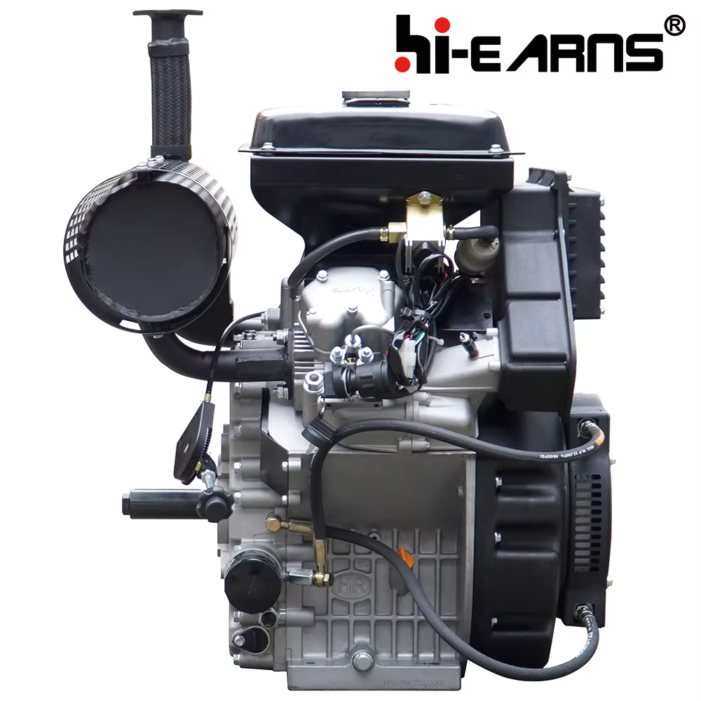 22KW Air Cooled Two-cylinder Keyway Shaft Diesel Engine for 245*150mm Alternator — image 2