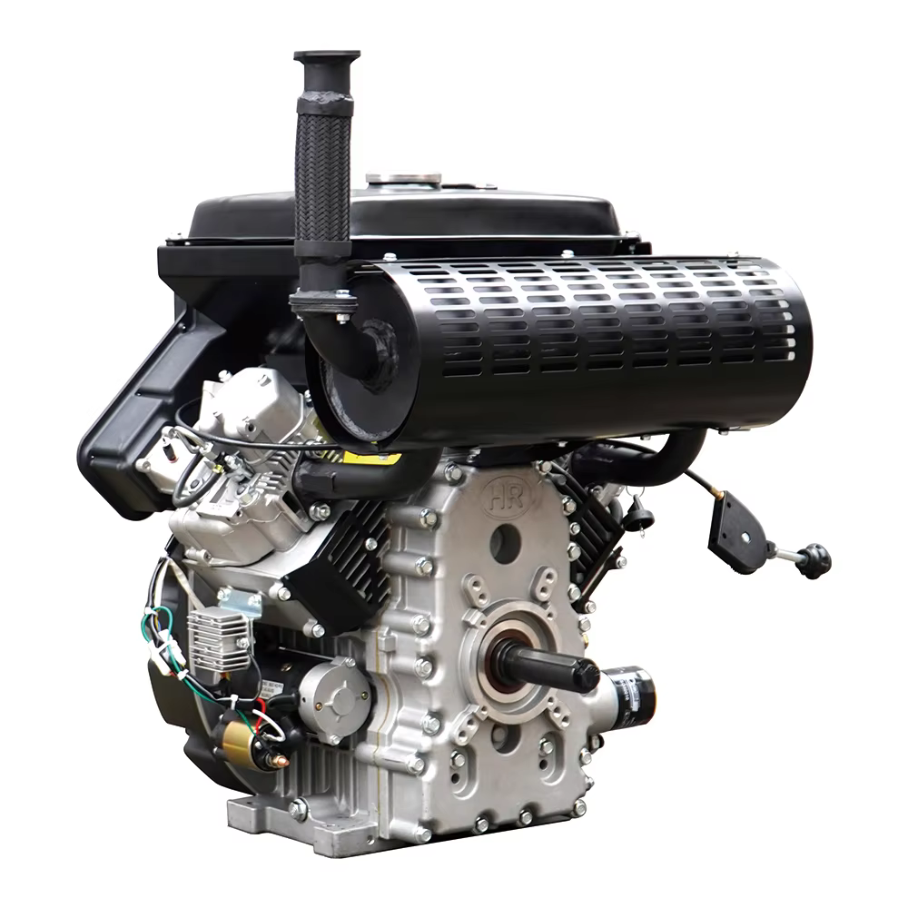 22KW Air Cooled Two-cylinder Keyway Shaft Diesel Engine for 245*150mm Alternator — image 4