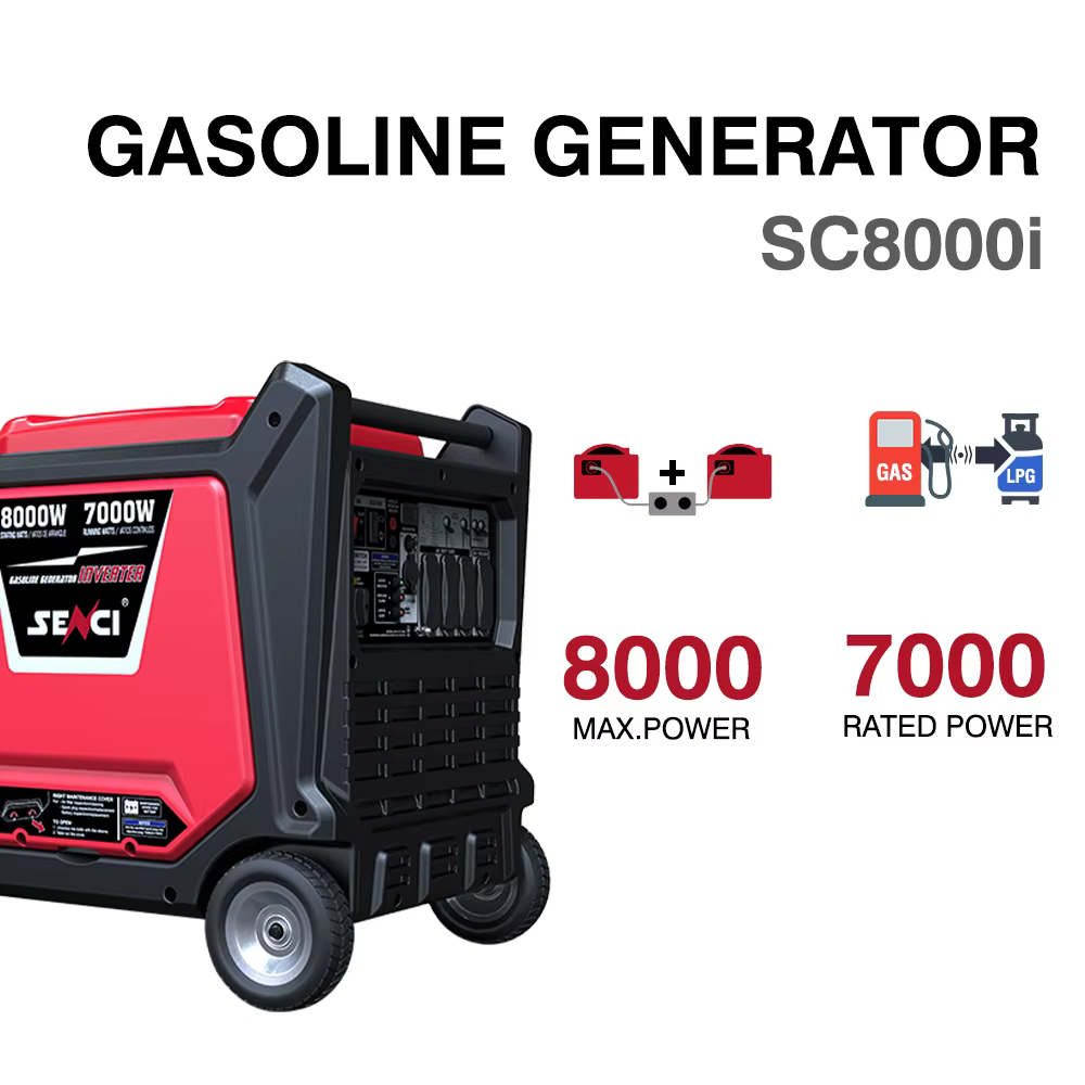 Senci Dual Fuel Portable Generator 6KW 7KW Petrol or LPG Optional Silent Inverter Generator Noise Level 68dBA — image 2