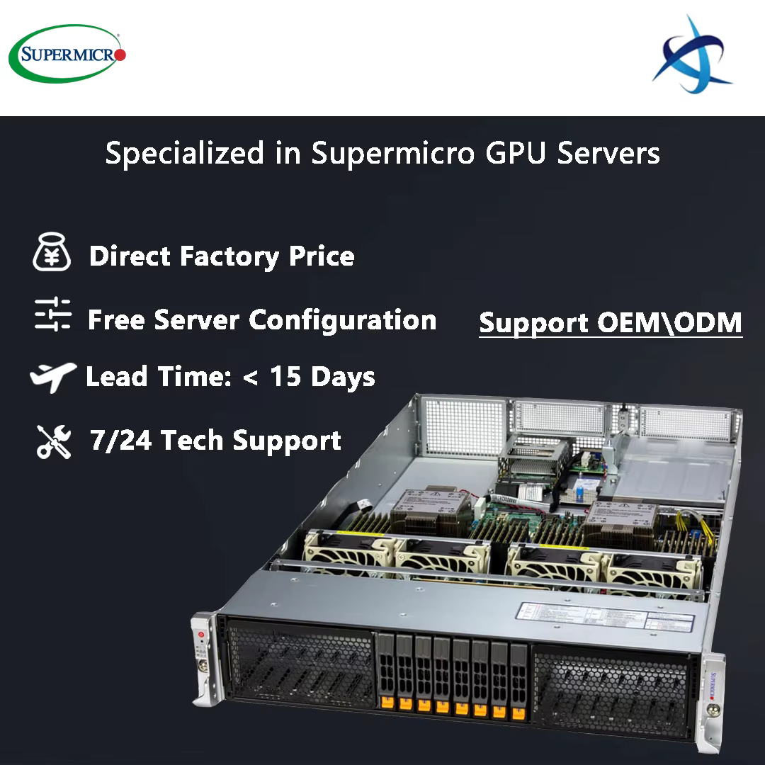 Supermicro Hyper SuperServer SYS 222H TN 2U Rack GPU Server with Intel Xeon 6700 6500 CPU 32 DIMM Slots 8 Hot Swap NVMe Bays — image 2