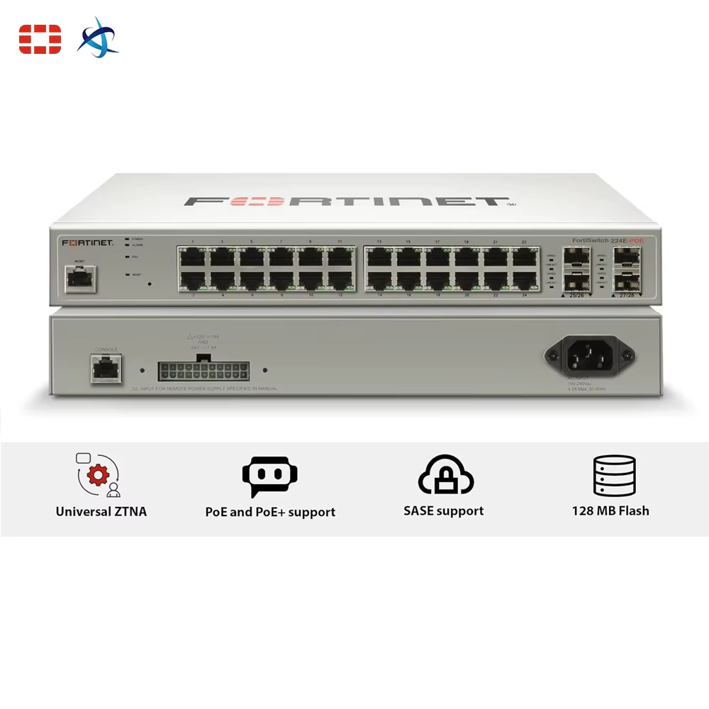 FortiSwitch 224E PoE 24 Port Gigabit Ethernet L2 L3 Managed Switch with 12x PoE Plus Ports Network Access Control — image 2