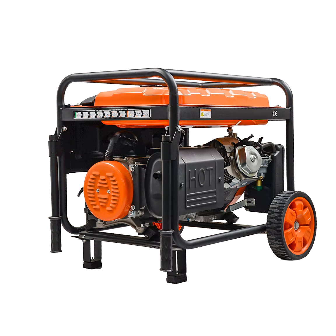 Hwasdan Low Noise Electric Start Generator Machine Air Cooled Open Type 8kw Portable Gasoline Generator with Wheels — image 3