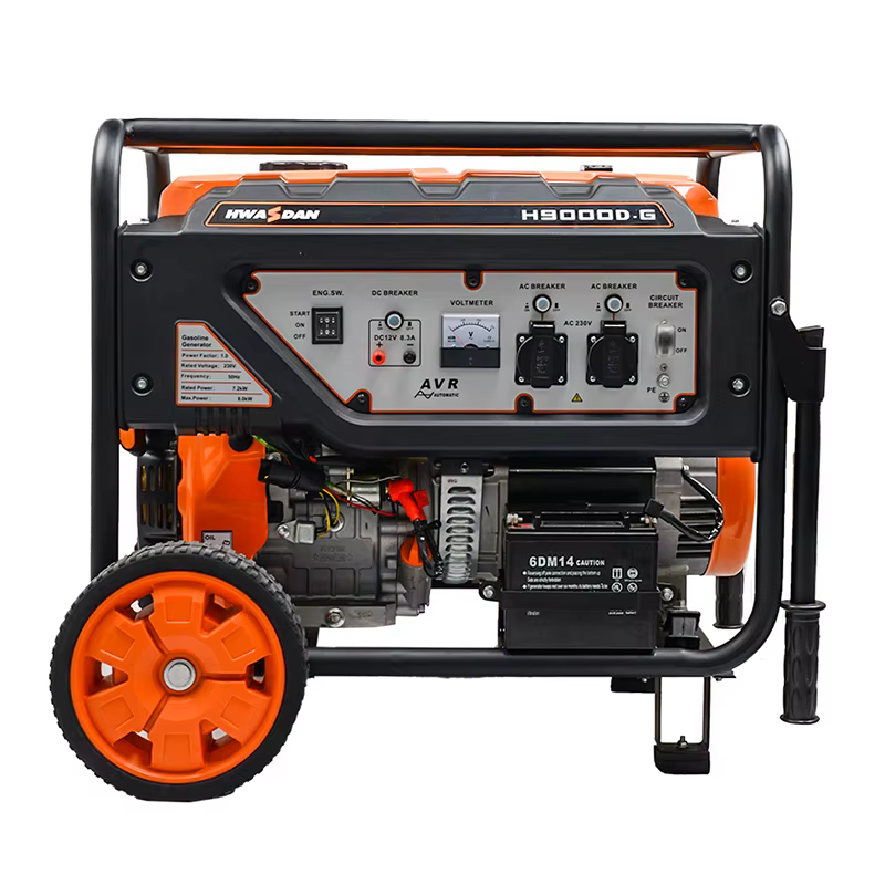 Hwasdan Single Phase Generator 8kva 8kw 8500w Mini Portable Gasoline Generator with Wheel — image 2