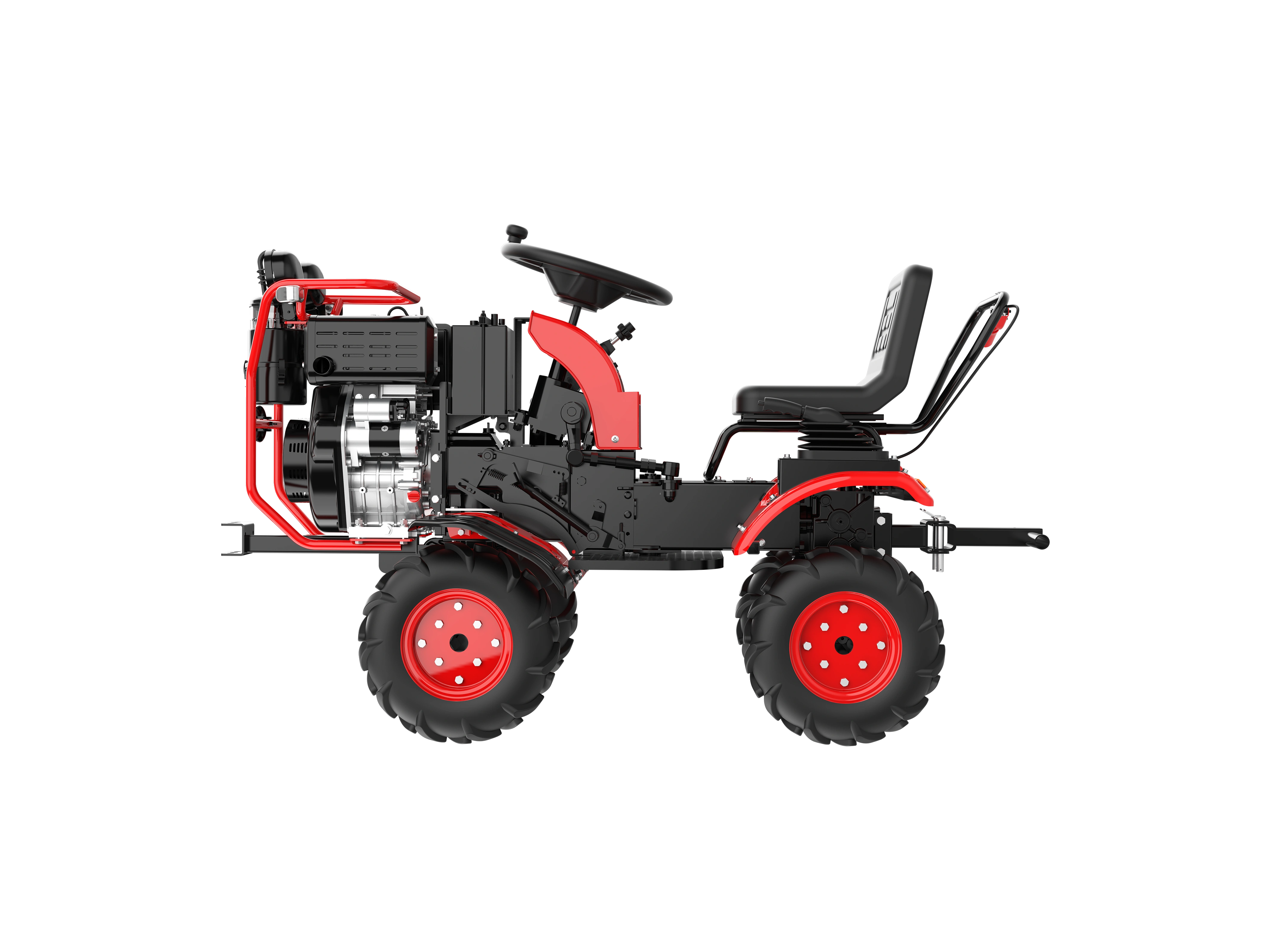 Hwasdan  Hot Sale Mini 11HP 13HP Tracktors 4x4  AA Wheels Tractor Multifunctional Tractor Engine Red, Farm Tractor — image 4