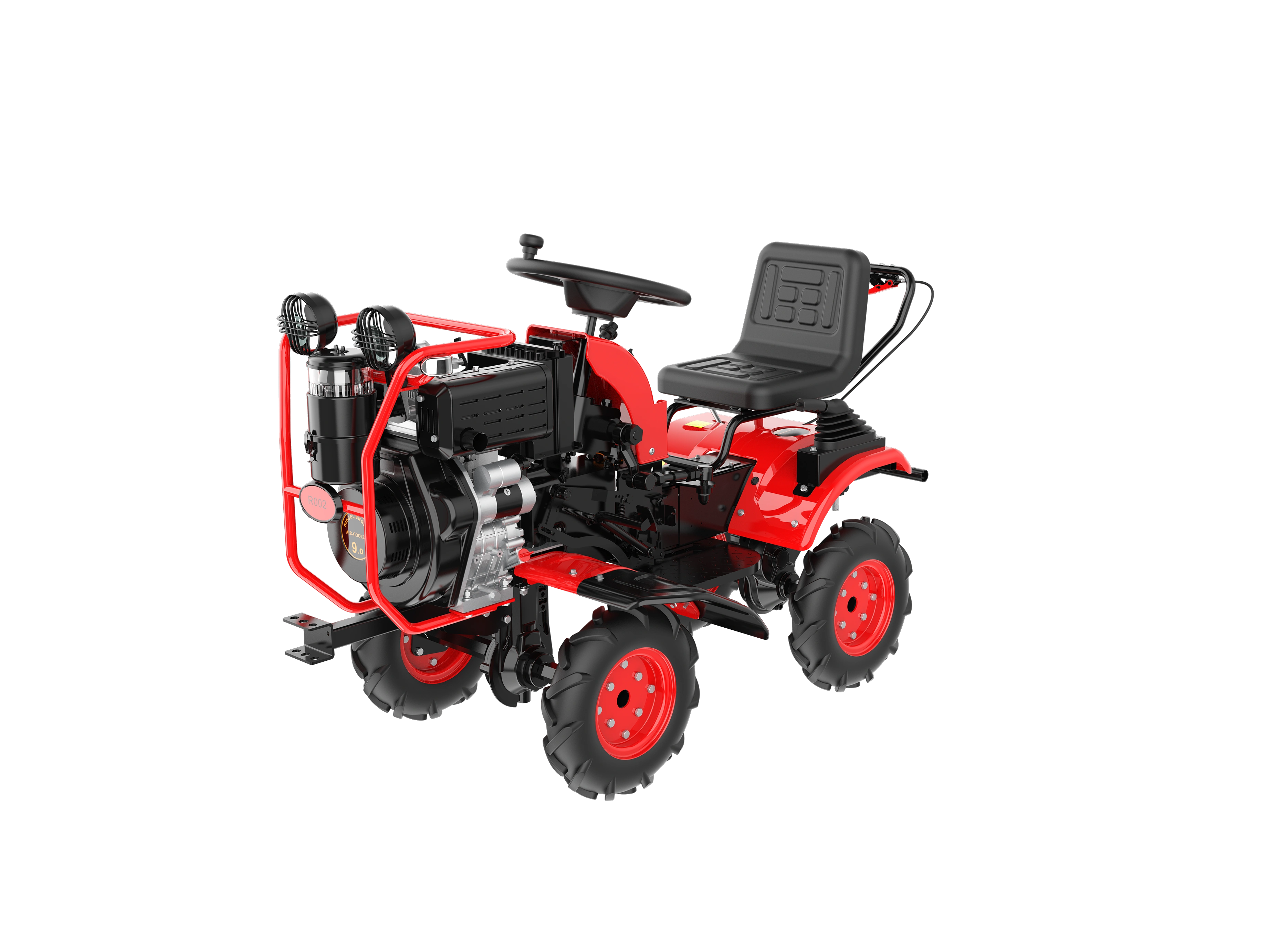 Hwasdan  Hot Sale Mini 11HP 13HP Tracktors 4x4  AA Wheels Tractor Multifunctional Tractor Engine Red, Farm Tractor — image 6
