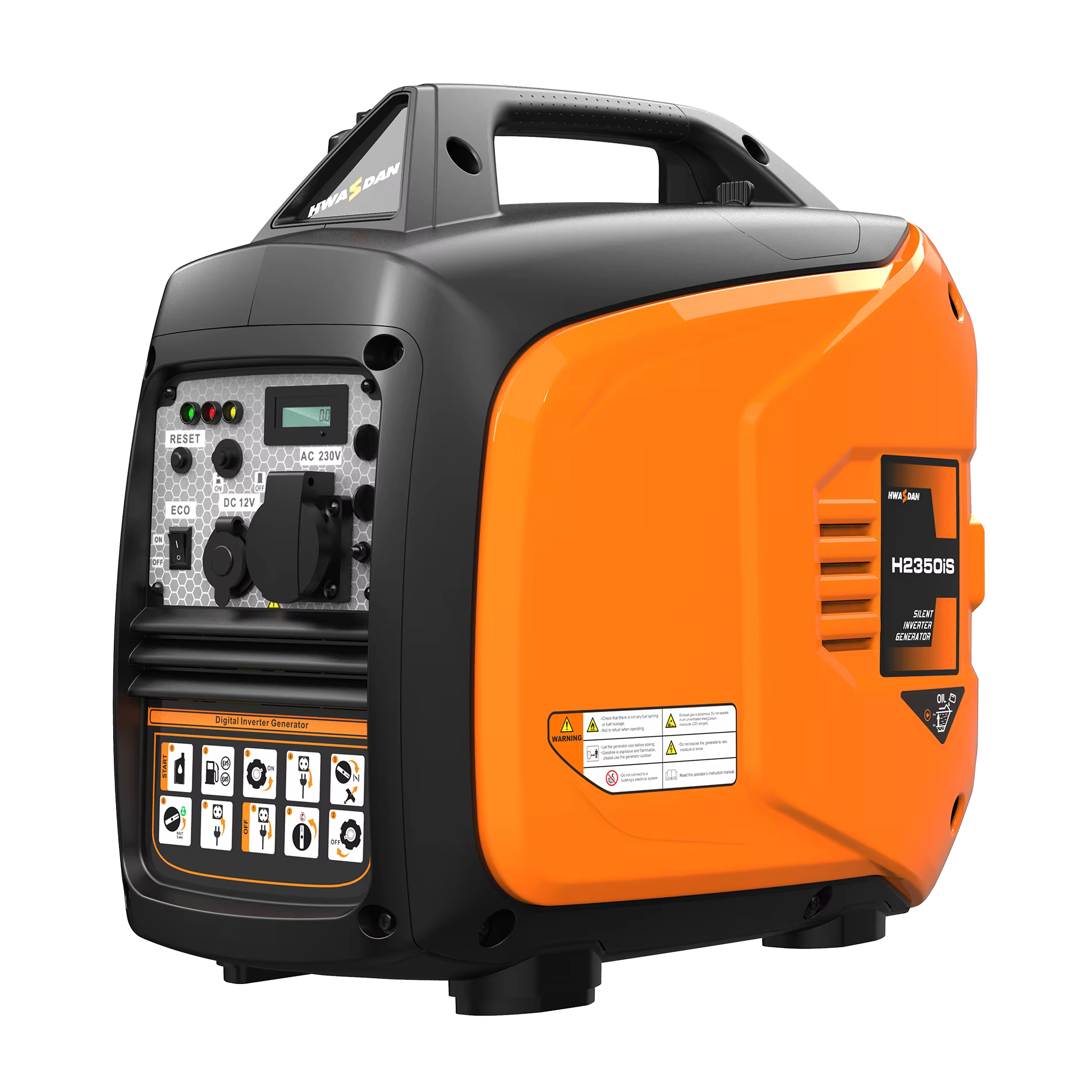 Hwsdan 2000W Mini Silent Power Inverter Generator Quiet Electric Remote AC Output 220V 110V Rated 60Hz for Home Use for Camping — image 6