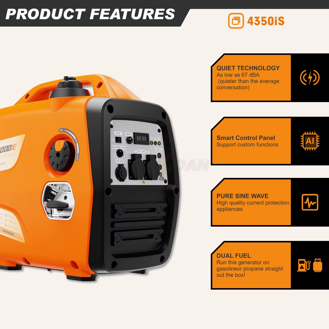 Super Light Weight 3200W Gasoline Generator Electric Backup Portable Silent Inverter Generators 3.5KW LPG Gas Generator for Sale — image 4