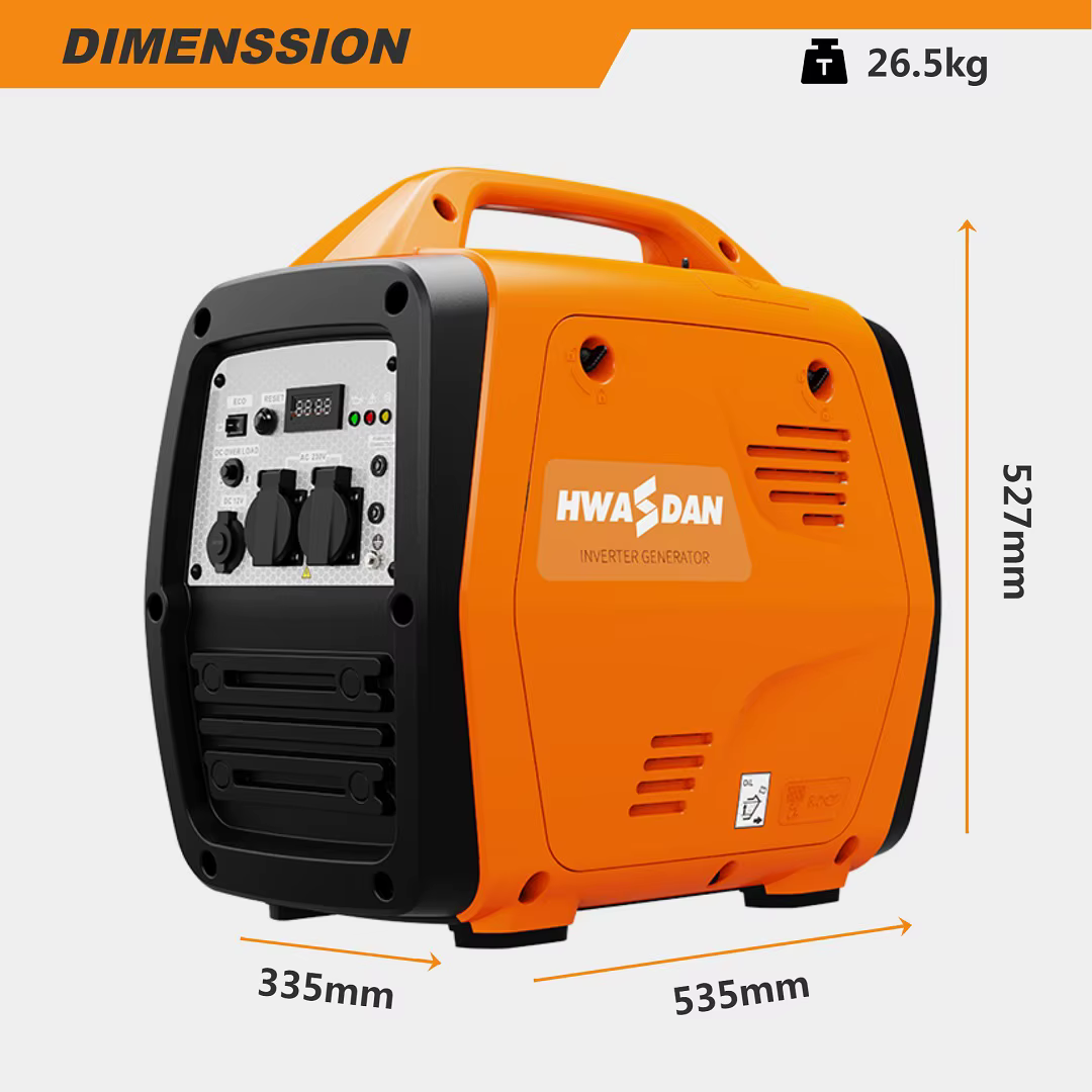 HWASDAN 4-stroke Household 50Hz Electric Petrol Generator 2500/3500w Portable Digital Inverter Generator Camp Mine Power Station — image 4