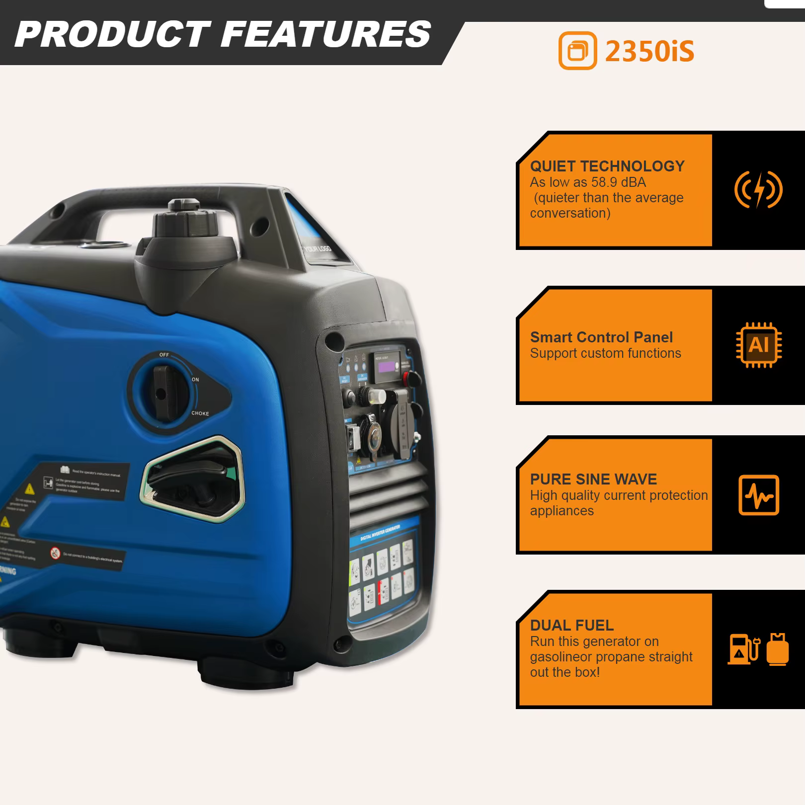 China Factory Wholesale Portable 1800W Silent Gasoline Generator Low Fuel Consumption 120v/240v Petrol Inverter Generator — image 5