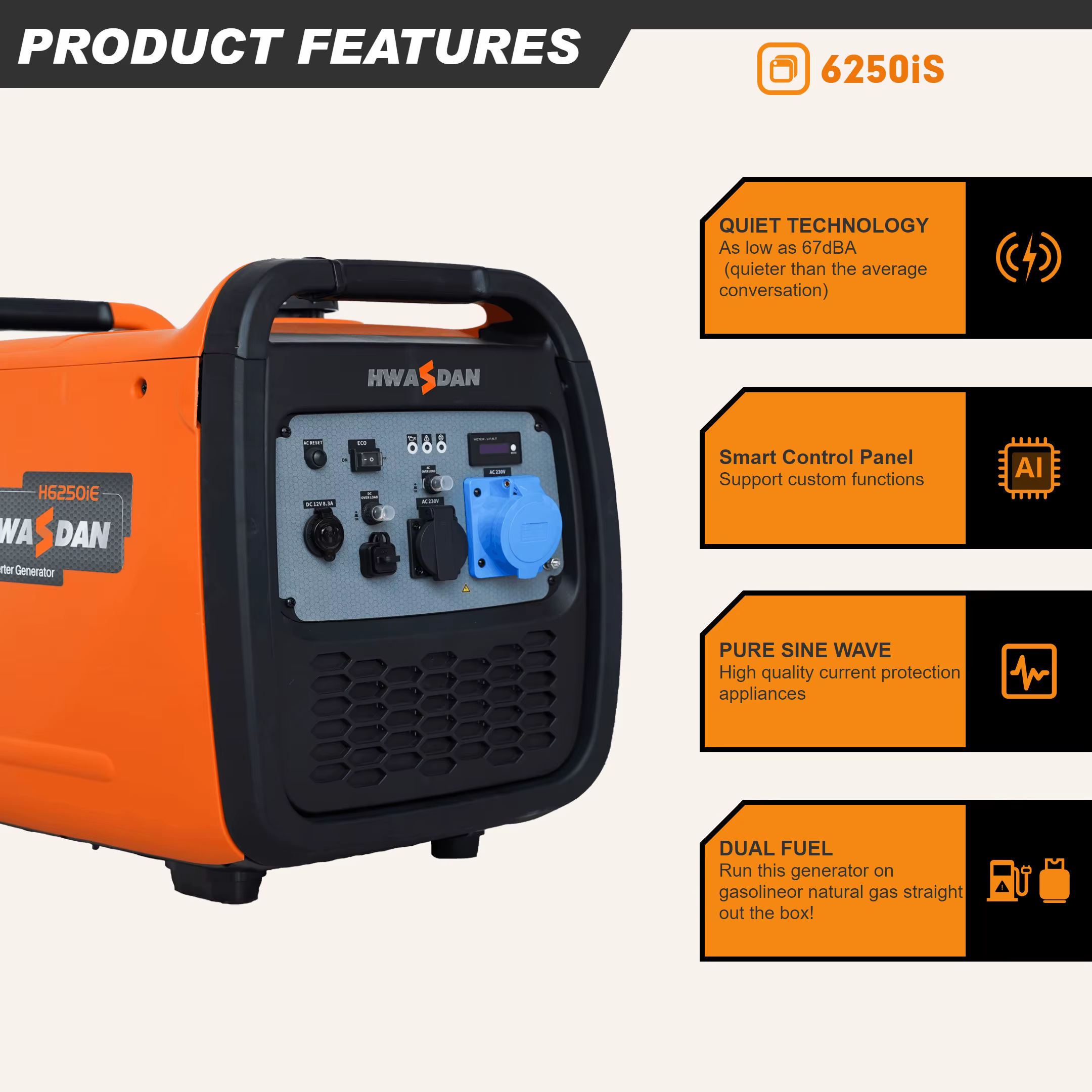 Factory Price Single Phase 5kw DC/AC Gasoline Generator for Home Electric Super Quiet with Remote Start,60Hz and EPA Certified — image 5
