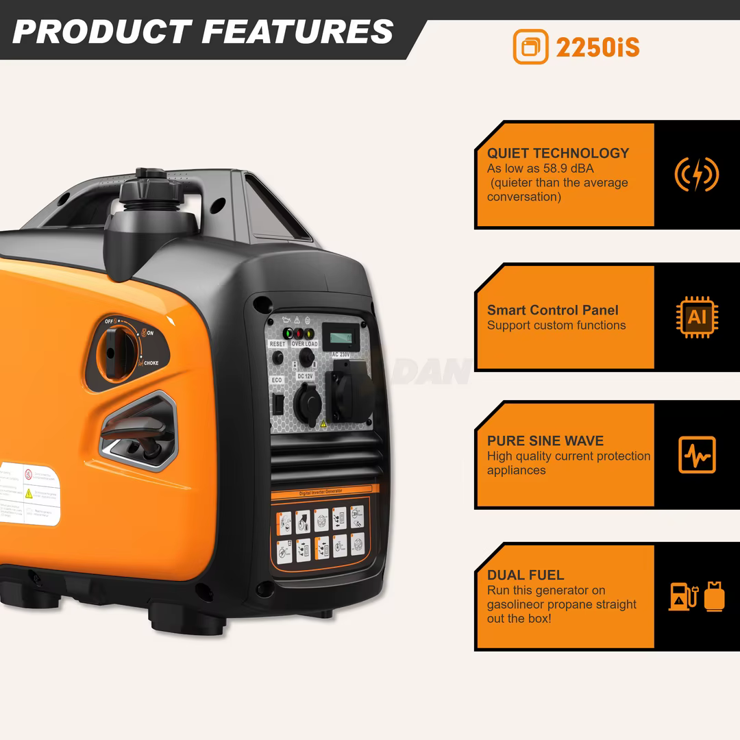 OEM Custom Portable Silent 2KW to 8KW Inverter Gasoline Generator Single Phase 100% Copper Windings Factory Price EPA Certified — image 4