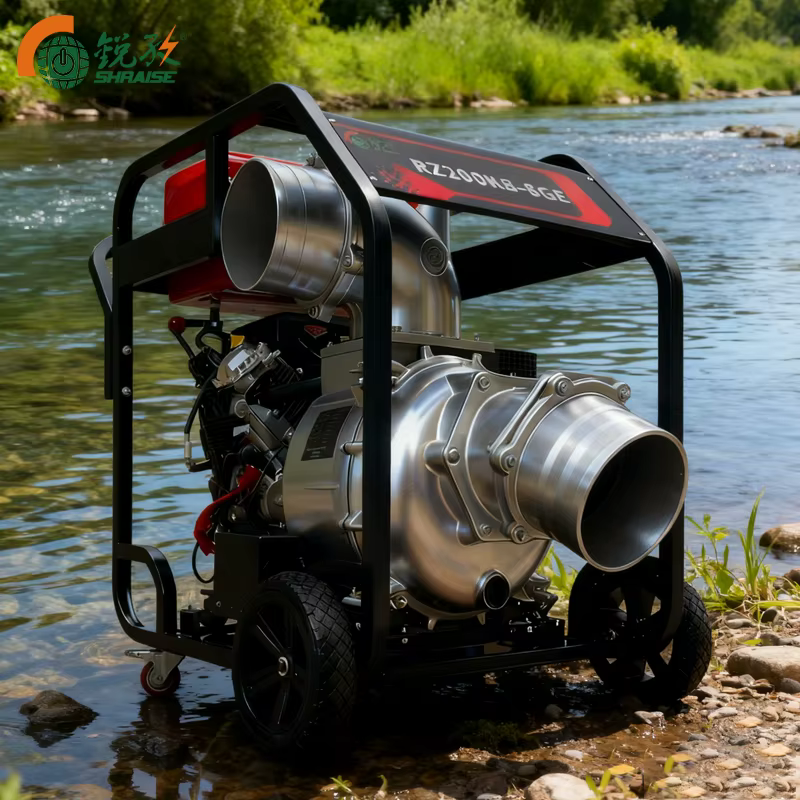 8 Inch Engine Agriculture Irrigation Farm Home Garden Use Low Fuel Portable Gasoline Water Pump — image 3