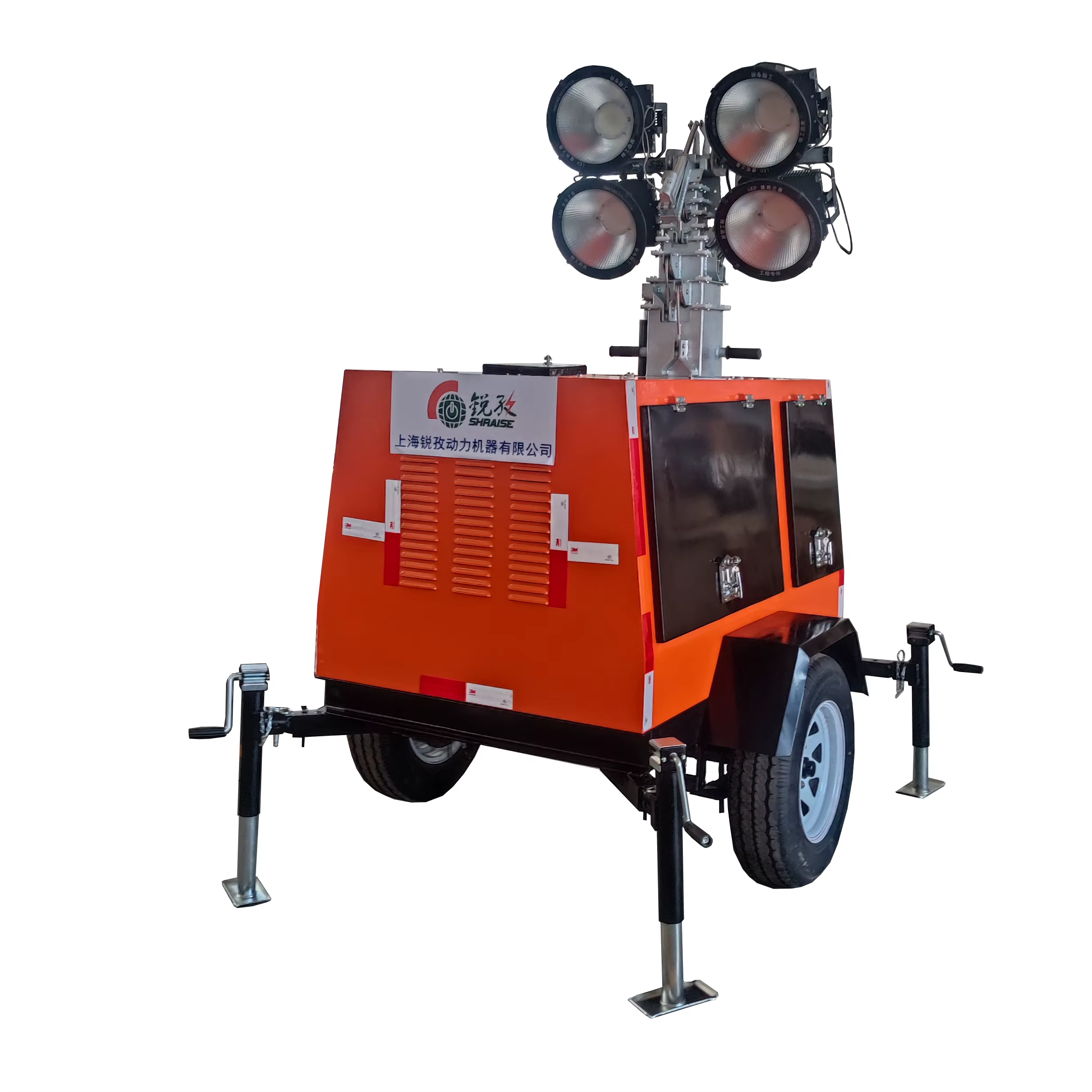 RAISE G POWER 4* 1000W LED Lamp 8kW Generator Automatic Rising-lowering Trailer Mobile Light Tower — image 6