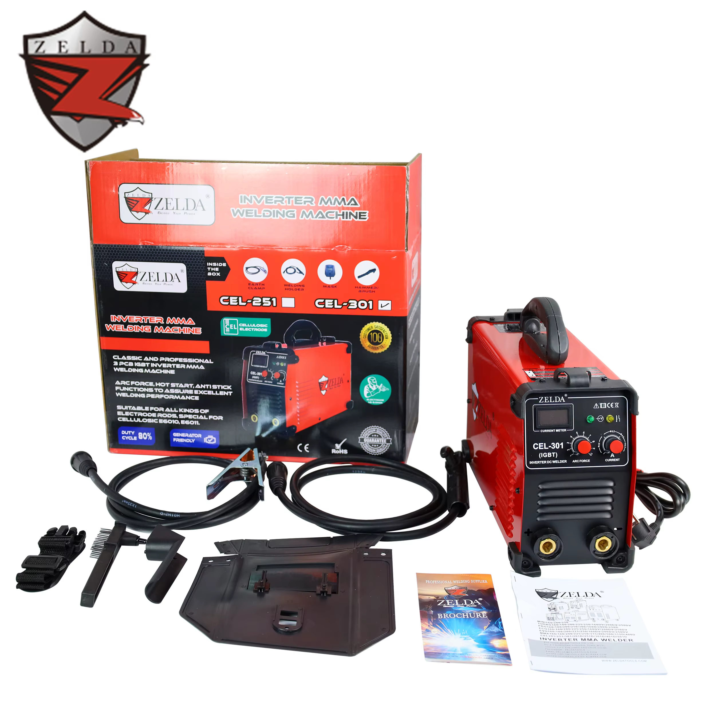 ZELDA Portable 220V MMA Welder with DC Motor New 301A Pilot Arc Current ARC Welding Machine Manual Inverter Welder — image 6