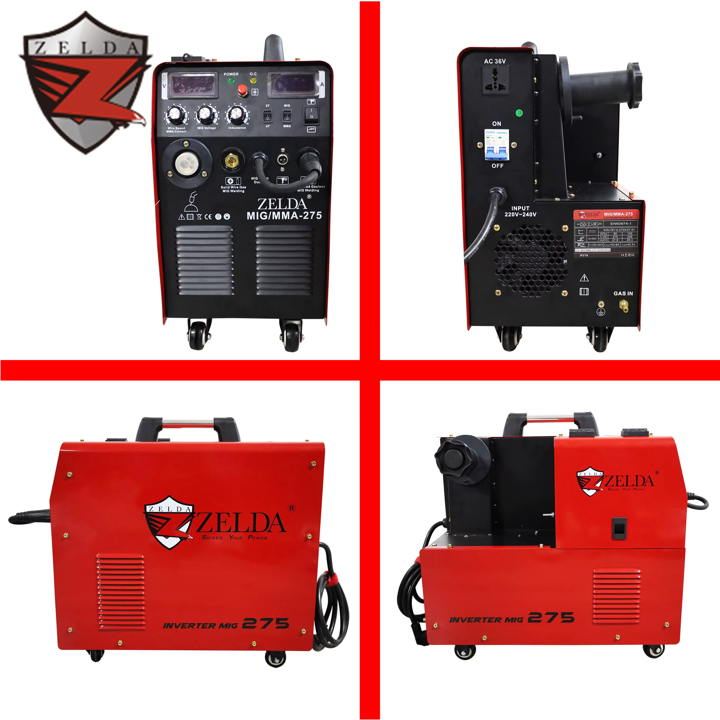 Zelda 1.2mm Flux Cored Wire Spool 15KG Wire Capacity 270AMP mig Welding Machine — image 6